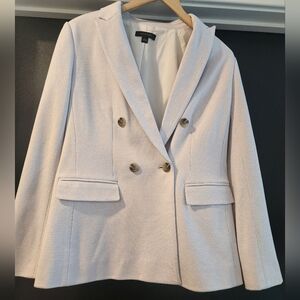 Ann Taylor Double Breasted Houndstooth Knit Blazer Jacket Lavendar Size 8